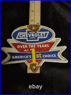 Vintage Chevrolet Porcelain Sign Ok Used Cars Auto Dealership Service Sales Part