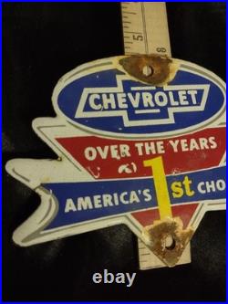 Vintage Chevrolet Porcelain Sign Ok Used Cars Auto Dealership Service Sales Part