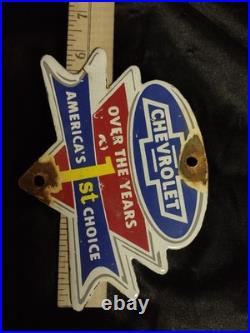 Vintage Chevrolet Porcelain Sign Ok Used Cars Auto Dealership Service Sales Part