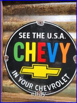 Vintage Chevrolet Porcelain Sign Old Chevy Automobile Car Truck Dealer Ingram