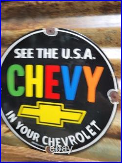 Vintage Chevrolet Porcelain Sign Old Chevy Automobile Car Truck Dealer Ingram
