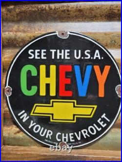 Vintage Chevrolet Porcelain Sign Old Chevy Automobile Car Truck Dealer Ingram
