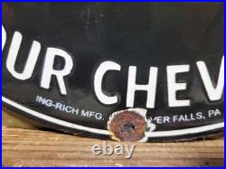Vintage Chevrolet Porcelain Sign Old Chevy Automobile Car Truck Dealer Ingram