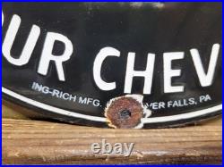 Vintage Chevrolet Porcelain Sign Old Chevy Automobile Car Truck Dealer Ingram