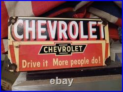 Vintage Chevrolet Porcelain Sign Old Gas Auto Service Station Certified Dealer