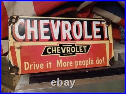 Vintage Chevrolet Porcelain Sign Old Gas Auto Service Station Certified Dealer