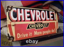 Vintage Chevrolet Porcelain Sign Old Gas Auto Service Station Certified Dealer