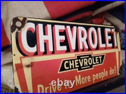 Vintage Chevrolet Porcelain Sign Old Gas Auto Service Station Certified Dealer