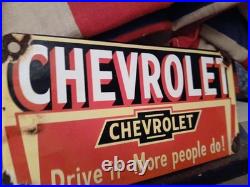 Vintage Chevrolet Porcelain Sign Old Gas Auto Service Station Certified Dealer