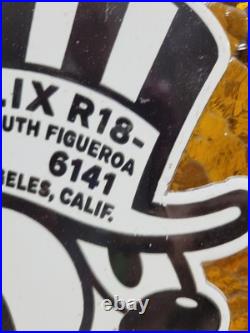 Vintage Chevrolet Porcelain Sign Rare Old Felix Dealership Car Truck Los Angeles