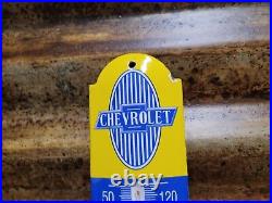 Vintage Chevrolet Porcelain Sign Thermometer Used Car Dealer Truck Sales Garage
