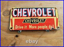 Vintage Chevrolet Porcelain Sign Used Car Dealer Truck Oil Gas Repair Service