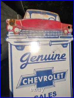 Vintage Chevrolet Porcelain Sign Used Cars Service Chevy Dealer Truck Auto Sales