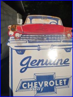 Vintage Chevrolet Porcelain Sign Used Cars Service Chevy Dealer Truck Auto Sales