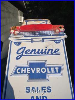 Vintage Chevrolet Porcelain Sign Used Cars Service Chevy Dealer Truck Auto Sales