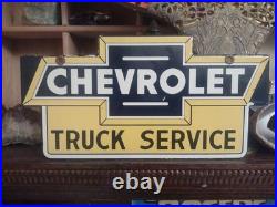 Vintage Chevrolet Porcelain Sign Used Service Chevy Dealership Car Auto Sales