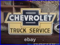 Vintage Chevrolet Porcelain Sign Used Service Chevy Dealership Car Auto Sales