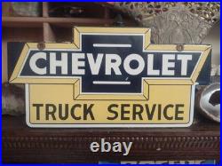 Vintage Chevrolet Porcelain Sign Used Service Chevy Dealership Car Auto Sales