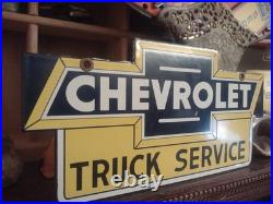 Vintage Chevrolet Porcelain Sign Used Service Chevy Dealership Car Auto Sales