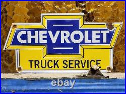 Vintage Chevrolet Porcelain Sign Used Truck Service Chevy Dealer Car Auto Sales