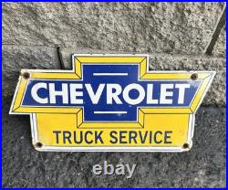 Vintage Chevrolet Porcelain Sign Used Truck Service Chevy Dealer Car Auto Sales