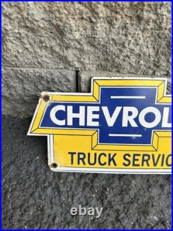 Vintage Chevrolet Porcelain Sign Used Truck Service Chevy Dealer Car Auto Sales