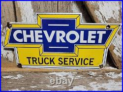 Vintage Chevrolet Porcelain Sign Used Truck Service Chevy Dealer Car Auto Sales