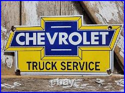 Vintage Chevrolet Porcelain Sign Used Truck Service Chevy Dealer Car Auto Sales