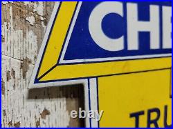 Vintage Chevrolet Porcelain Sign Used Truck Service Chevy Dealer Car Auto Sales