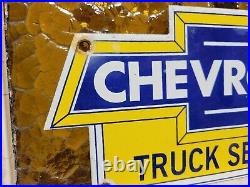 Vintage Chevrolet Porcelain Sign Used Truck Service Chevy Dealer Car Auto Sales