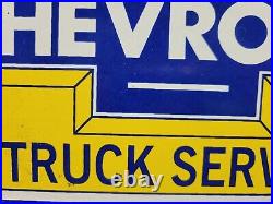 Vintage Chevrolet Porcelain Sign Used Truck Service Chevy Dealer Car Auto Sales