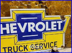 Vintage Chevrolet Porcelain Sign Used Truck Service Chevy Dealer Car Auto Sales