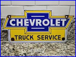 Vintage Chevrolet Porcelain Sign Used Truck Service Chevy Dealer Car Automobile