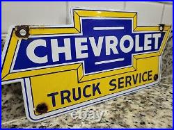 Vintage Chevrolet Porcelain Sign Used Truck Service Chevy Dealer Car Automobile