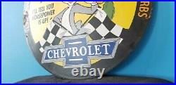 Vintage Chevrolet Porcelain Super Sport Gas Auto Sales Service Horsepower Sign