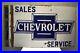 Vintage-Chevrolet-Sales-Service-Sign-Board-Porcelain-Enamel-Double-Sided-Flange-01-lwjt