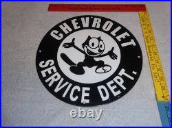 Vintage Chevrolet Service Department Felix The Cat 11 3/4 Porcelain Metal Sign