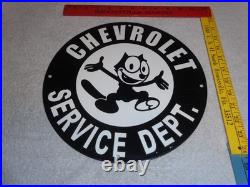Vintage Chevrolet Service Department Felix The Cat 11 3/4 Porcelain Metal Sign