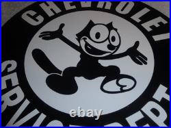 Vintage Chevrolet Service Department Felix The Cat 11 3/4 Porcelain Metal Sign