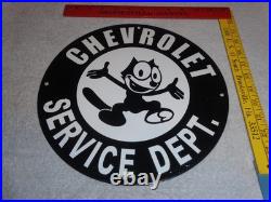 Vintage Chevrolet Service Department Felix The Cat 11 3/4 Porcelain Metal Sign