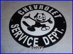 Vintage Chevrolet Service Department Felix The Cat 11 3/4 Porcelain Metal Sign