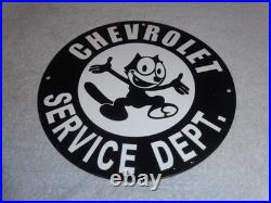 Vintage Chevrolet Service Department Felix The Cat 11 3/4 Porcelain Metal Sign