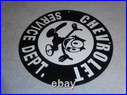 Vintage Chevrolet Service Department Felix The Cat 11 3/4 Porcelain Metal Sign