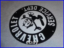 Vintage Chevrolet Service Department Felix The Cat 11 3/4 Porcelain Metal Sign
