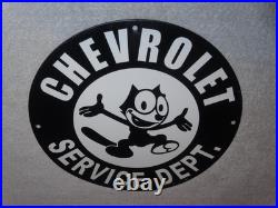 Vintage Chevrolet Service Department Felix The Cat 11 3/4 Porcelain Metal Sign