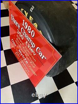 Vintage Chevrolet Sign Advertising 1980 Shore Champ Car 350 Racing Gas Oil Race