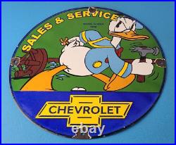 Vintage Chevrolet Sign Auto Service DIY Garage Porcelain Gas Pump Sign