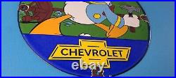 Vintage Chevrolet Sign Auto Service DIY Garage Porcelain Gas Pump Sign