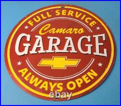 Vintage Chevrolet Sign Camaro Automobile Garage Mechanic Porcelain Sign