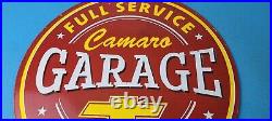 Vintage Chevrolet Sign Camaro Automobile Garage Mechanic Porcelain Sign